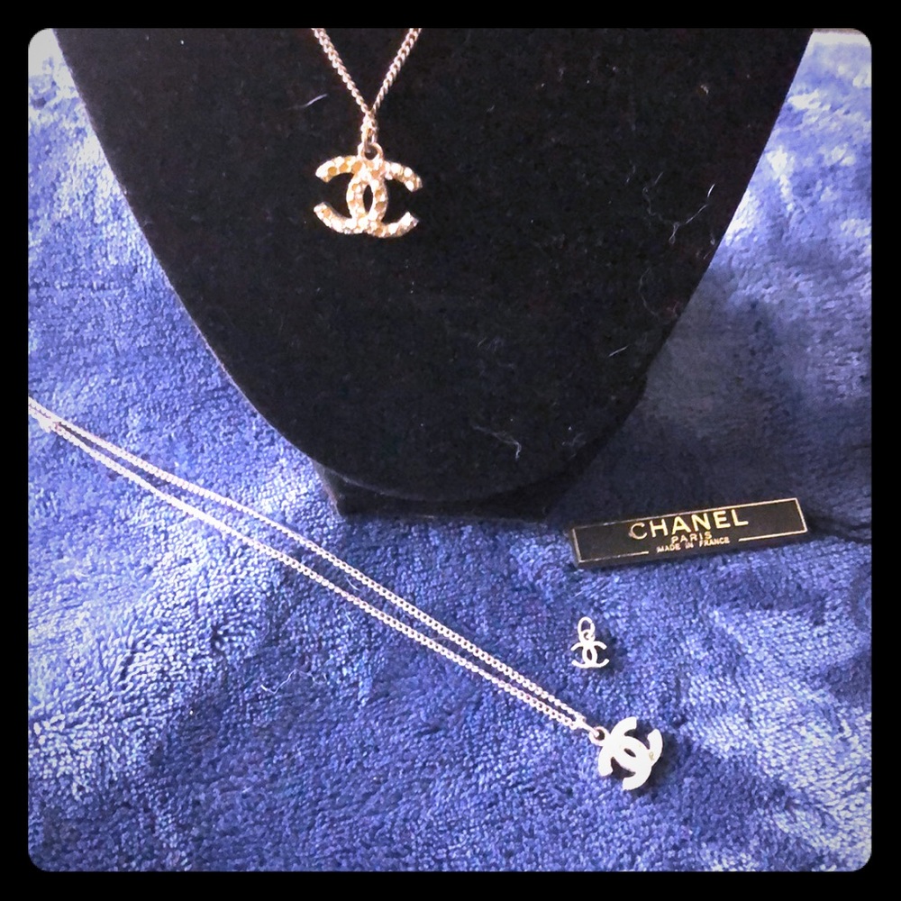 Broken Chanel jewelry either missing stones, clasp